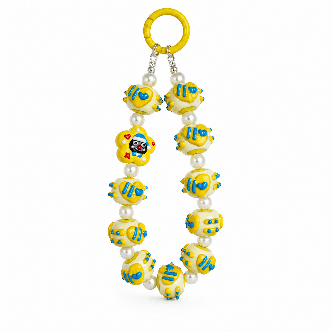 Yellow Cartoon Bead Keychain