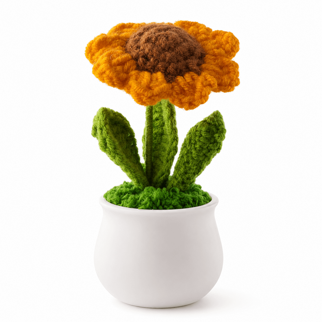 Crocheted Sunflower Planter