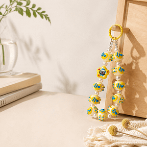 Yellow Cartoon Bead Keychain - 3