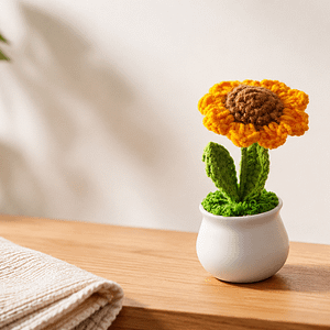 Crocheted Sunflower Planter - 3