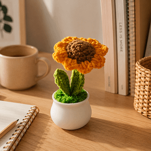 Crocheted Sunflower Planter - 4