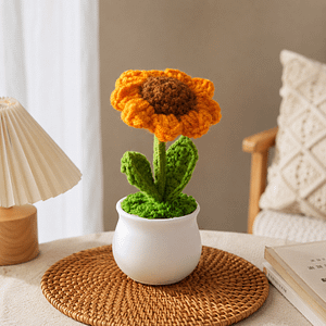 Crocheted Sunflower Planter - 5